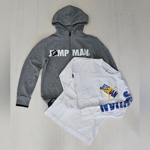 Nike Jump Man Air Jordan Michael Hoodie Jacket Gray Grey Size Youth Medium Zippe